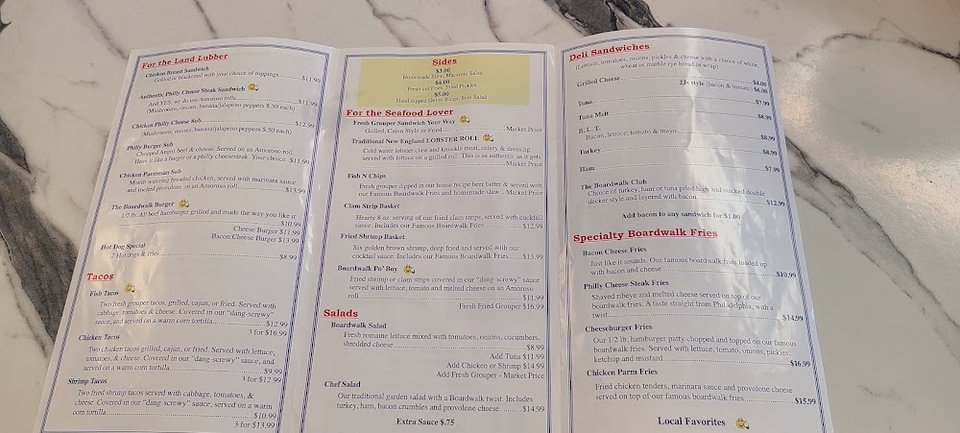 Simple menu page for lunch and dinner.